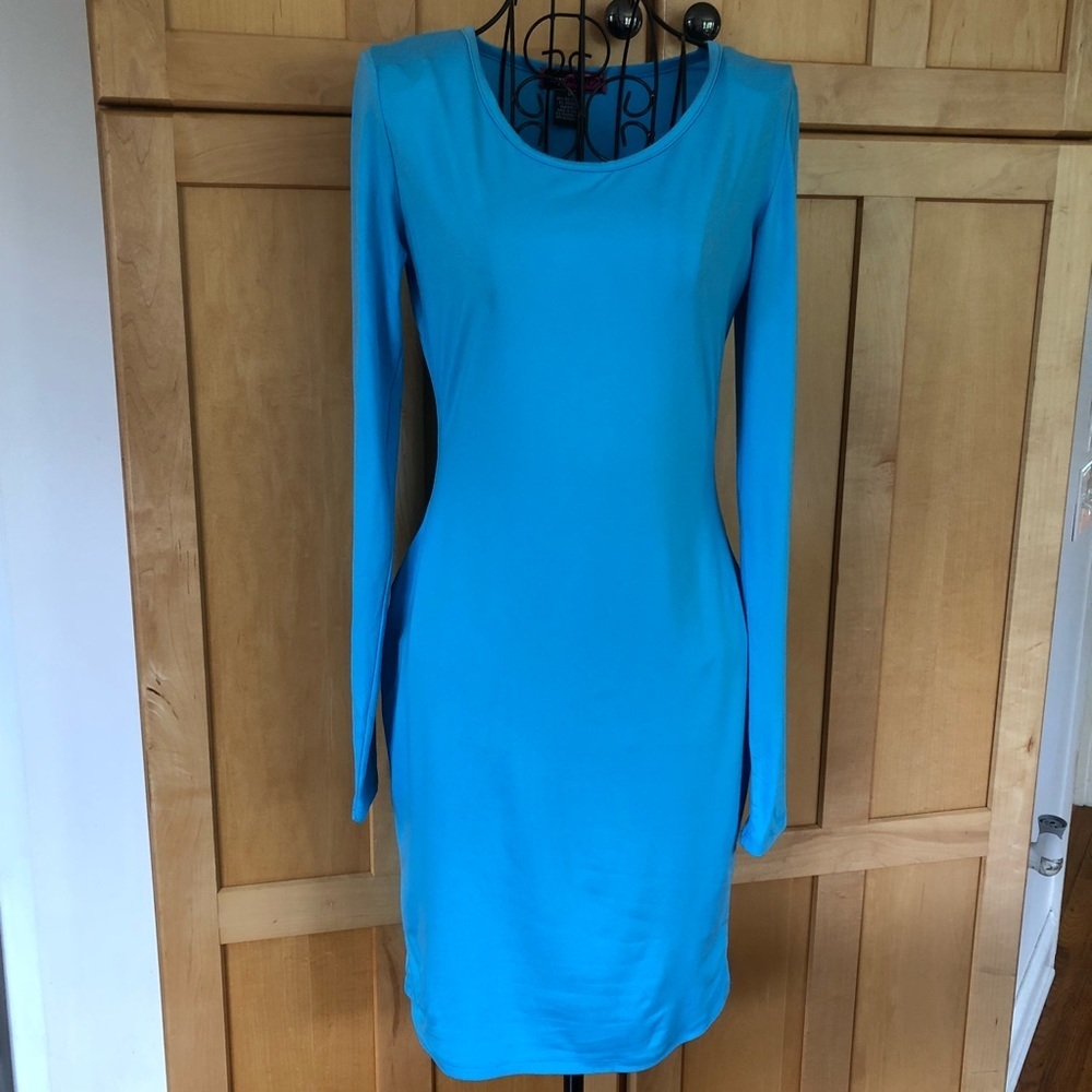Say What? Turquoise Blue body skim Dress Size Small
